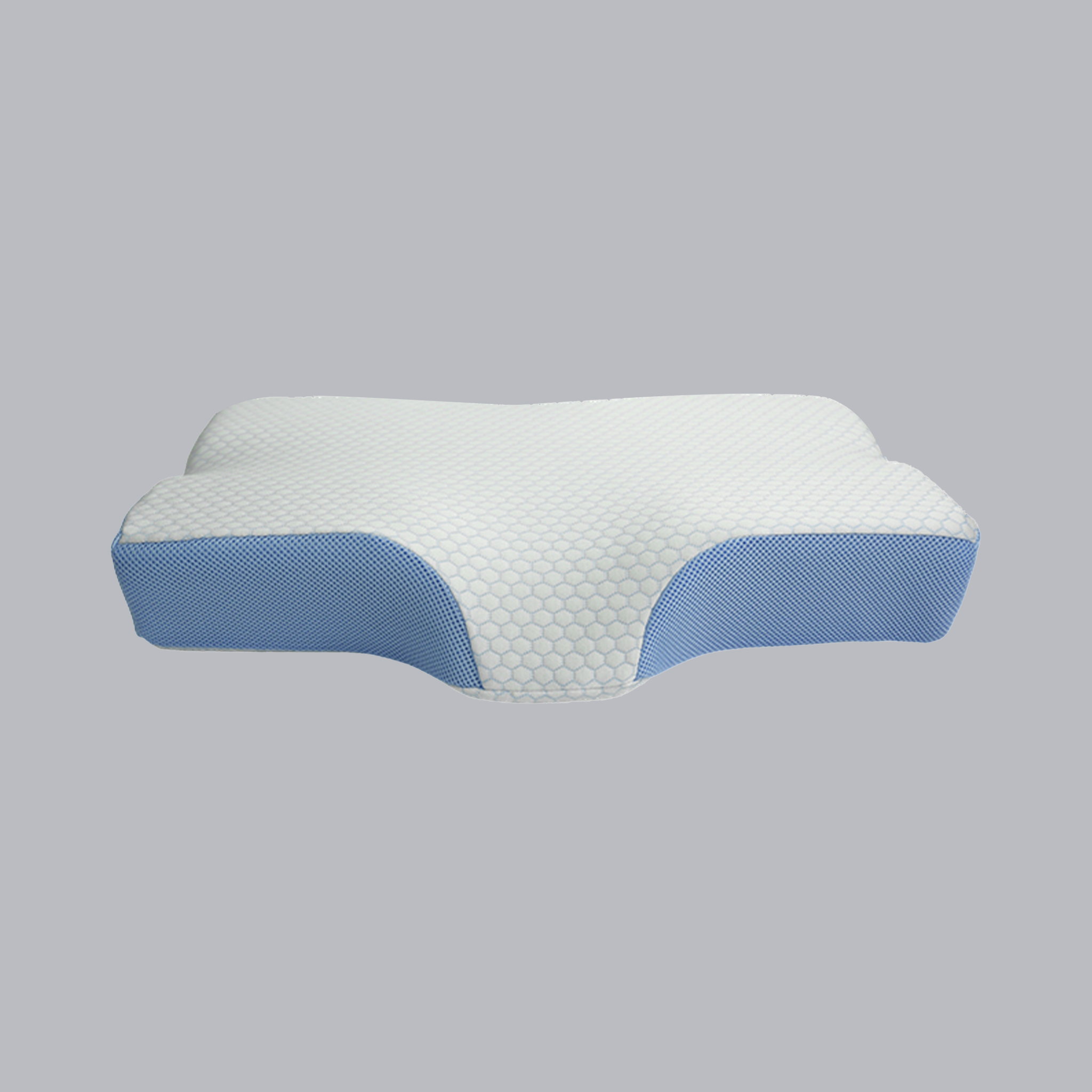 Almofada de pescoço texturizada em forma de S combinada com favo de mel branco em forma de arco